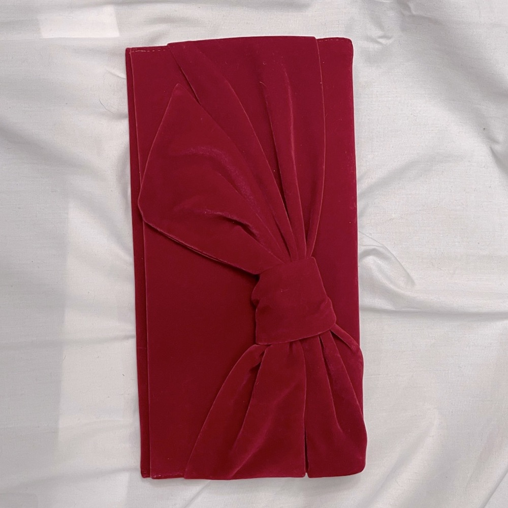 INC Crushed Velvet Clutch w/ gold chain